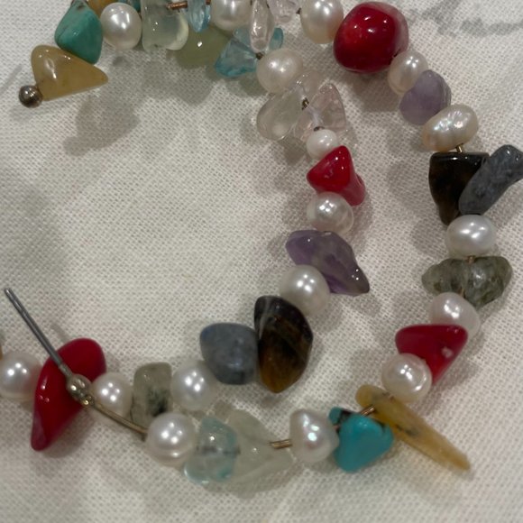 Colorful Pearl Hoops - Picture 2 of 2